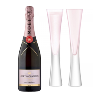 Buy Moet & Chandon Rose 75cl with LSA Moya Blush Flutes