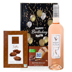 Buy Moment de Plaisir Cinsault Rose Wine And Chocolates Happy Birthday Gift Box