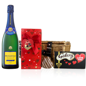 Buy Monopole Blue Top Brut Champagne 75cl And Chocolate Valentines Hamper