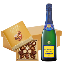 Buy Monopole Blue Top Brut Champagne 75cl And Lindt Swiss Chocolates Hamper