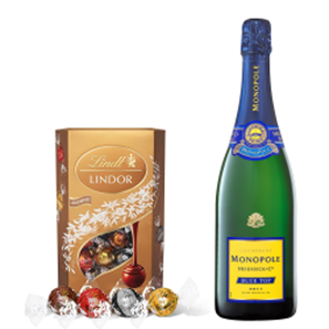 Buy Monopole Blue Top Brut Champagne 75cl With Lindt Lindor Assorted Truffles 200g