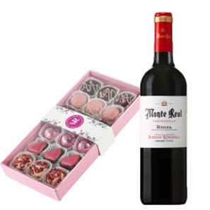 Buy Monte Real Tempranillo 75cl Red Wine and Assorted Box Of Heart Chocolates 215g