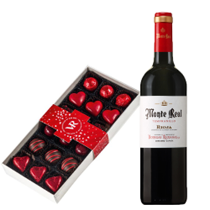 Buy Monte Real Tempranillo 75cl Red Wine and Assorted Box Of Heart Chocolates 215g