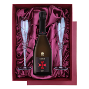 Buy Noble Champagne Brut Vintage 2004 75cl in Burgundy Presentation Set With Flutes