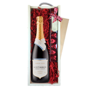Buy Nyetimber Classic Cuvee 75cl & Chocolate Praline Hearts, Wooden Box