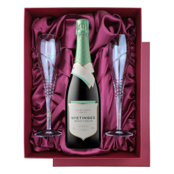 Buy Nyetimber Demi-Sec NV English Sparkling Wine in Burgundy Presentation Set With Flutes