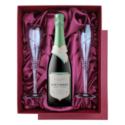 Buy & Send Nyetimber Demi-Sec NV English Sparkling Wine in Burgundy Presentation Set With Flutes