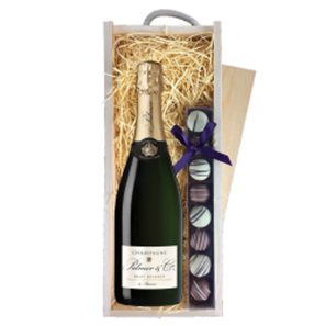 Buy Palmer & Co Brut Reserve Champagne 75cl & Truffles, Wooden Box