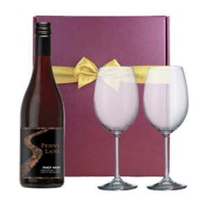 Buy Penny Lane Reserve Pinot Noir 75cl Red Wine & Wine Glasses Gift Box