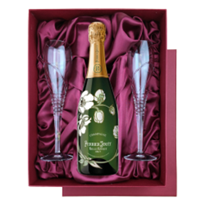 Buy Perrier Jouet Belle Epoque Brut, Vintage, 2014 in Burgundy Presentation Set With Flutes