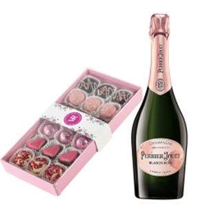 Buy Perrier Jouet Blason Rose Champagne 75cl and Assorted Box Of Celebration Chocolates 235g