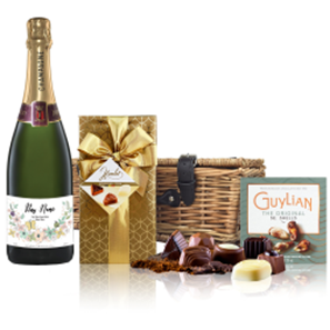Buy Personalised Champagne - Art 1 Label And Chocolates Hamper