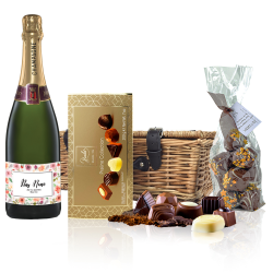 Buy Personalised Champagne - Art Border Label And Chocolates Hamper