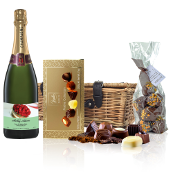 Buy Personalised Champagne - Birthday Cake Label And Chocolates Hamper