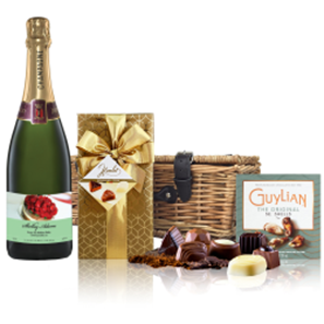 Buy Personalised Champagne - Birthday Cake Label And Chocolates Hamper