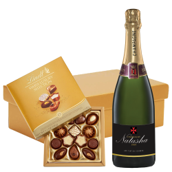 Buy Personalised Champagne - Black Label And Lindt Swiss Chocolates Hamper