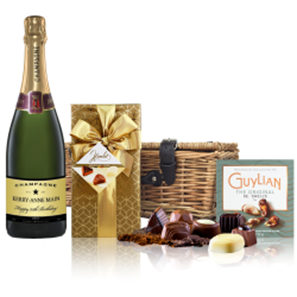 Buy Personalised Champagne - Black Star And Chocolates Hamper