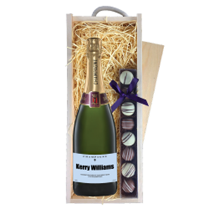 Buy Personalised Champagne - Blue Label & Truffles, Wooden Box