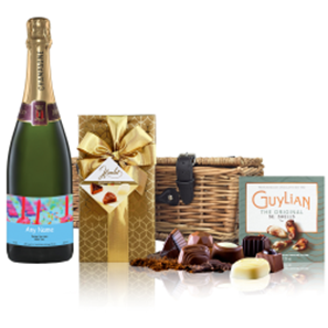 Buy Personalised Champagne - Cake &amp; Candles Label And Chocolates Hamper