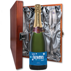 Buy Personalised Champagne - Fathers Day Label And Flutes In Luxury Presentation Box