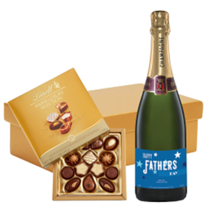 Buy Personalised Champagne - Fathers Day Label And Lindt Swiss Chocolates Hamper