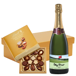 Buy Personalised Champagne - Golf Label And Lindt Swiss Chocolates Hamper