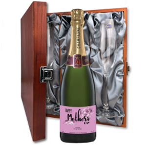 Buy Personalised Champagne - Mothers day And Flutes In Luxury Presentation Box