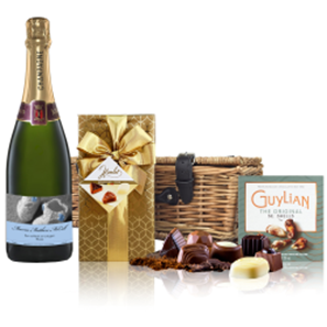 Buy Personalised Champagne - New Baby Boy Label And Chocolates Hamper
