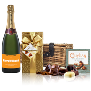 Buy Personalised Champagne - Orange Label And Chocolates Hamper