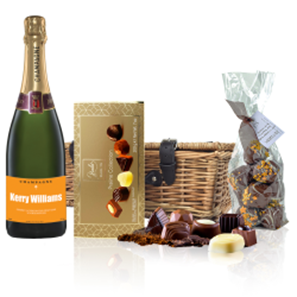 Buy Personalised Champagne - Orange Label And Chocolates Hamper