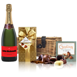 Buy Personalised Champagne - Red Label And Chocolates Hamper