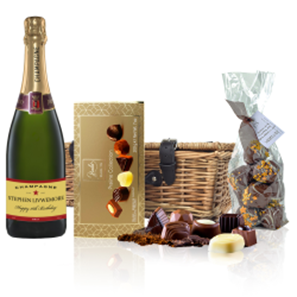 Buy Personalised Champagne - Red Star Label And Chocolates Hamper