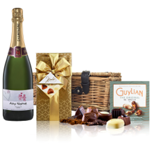 Buy Personalised Champagne - Wall Art Label And Chocolates Hamper