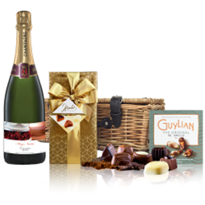 Buy Personalised Champagne - Wedding Cake Label And Chocolates Hamper