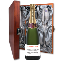 Buy Personalised Champagne - White Label And Flutes In Luxury Presentation Box