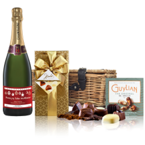 Buy Personalised Champagne - Xmas 2 Label And Chocolates Hamper