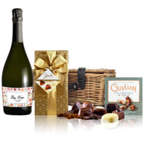 Buy Personalised Prosecco - Art Border Label And Chocolates Hamper