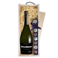 Buy Personalised Prosecco - Black Label & Truffles, Wooden Box
