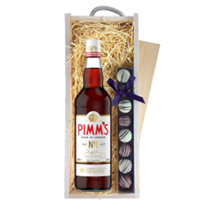 Buy Pimms No1 70cl & Truffles, Wooden Box