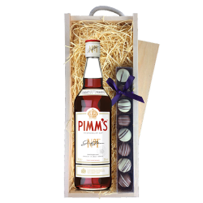 Buy Pimms No1 70cl & Truffles, Wooden Box