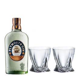 Buy Plymouth Gin 70cl with Bohemia Quadro Tumblers