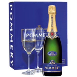 Buy Pommery Brut Royal Champagne Gift Pack With 2 Flutes 75cl