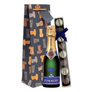 Buy Pommery Brut Royal Champagne 18.7cl & Fine Artisanal Truffles Gift Bag