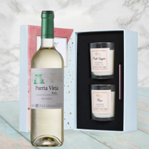 Buy Puerta Vieja Rioja Blanco 75cl White Wine With Love Body & Earth 2 Scented Candle Gift Box
