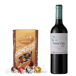 Buy Puerta Vieja Rioja Tinto 75cl Red Wine With Lindt Lindor Assorted Truffles 200g
