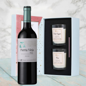 Buy Puerta Vieja Rioja Tinto 75cl Red Wine With Love Body & Earth 2 Scented Candle Gift Box