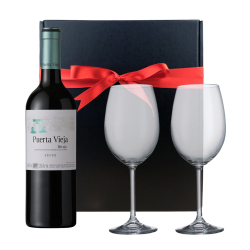 Buy Puerta Vieja Rioja Tinto And Bohemia Glasses In A Gift Box