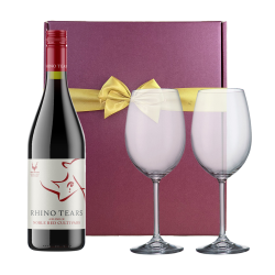 Buy Rhino Tears Noble Read Cultivars 75cl Red Wine And Bohemia Glasses In A Gift Box