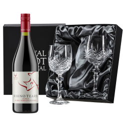 Buy Rhino Tears Noble Read Cultivars 75cl Red Wine, With Royal Scot Wine Glasses