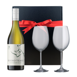 Buy Rhino Tears Sauvignon Blanc 75cl And Bohemia Glasses In A Gift Box